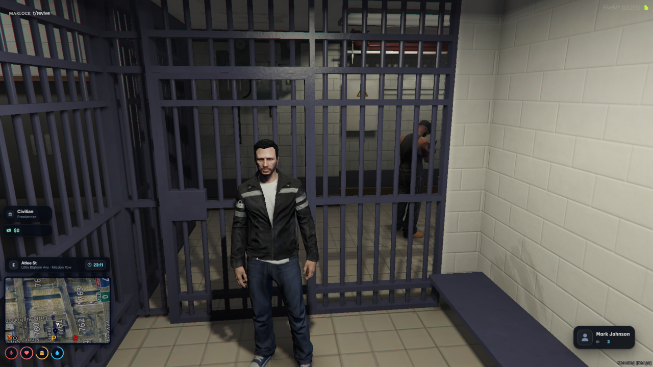 DECADE RP gameplay screenshot with custom HUD and roleplay interface